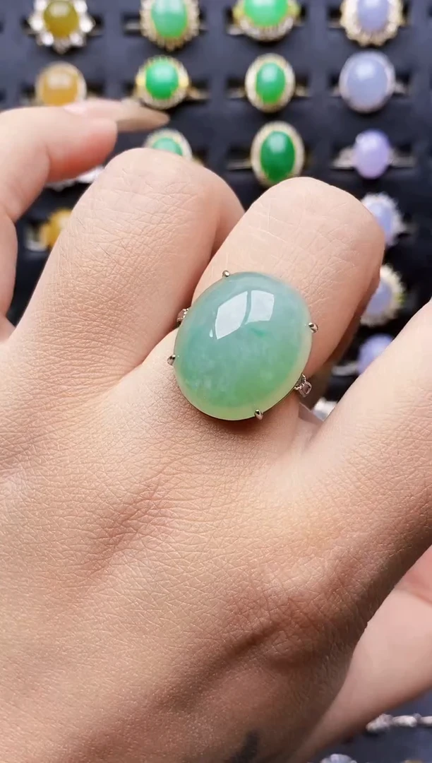 银S925镶嵌戒指翡翠2357