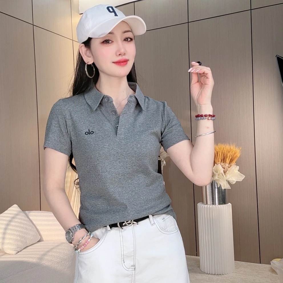 【5262】2025新款夏季女士休闲POLO领时尚短袖简约百搭洋气经典