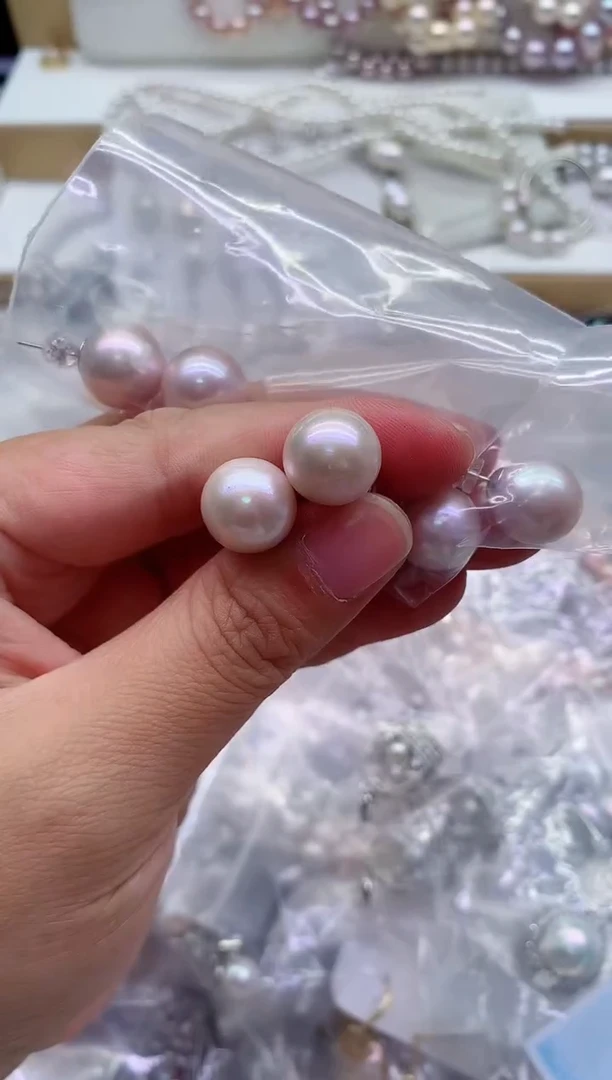 银S925镶嵌淡水珍珠耳钉多样性发其一，非无暇