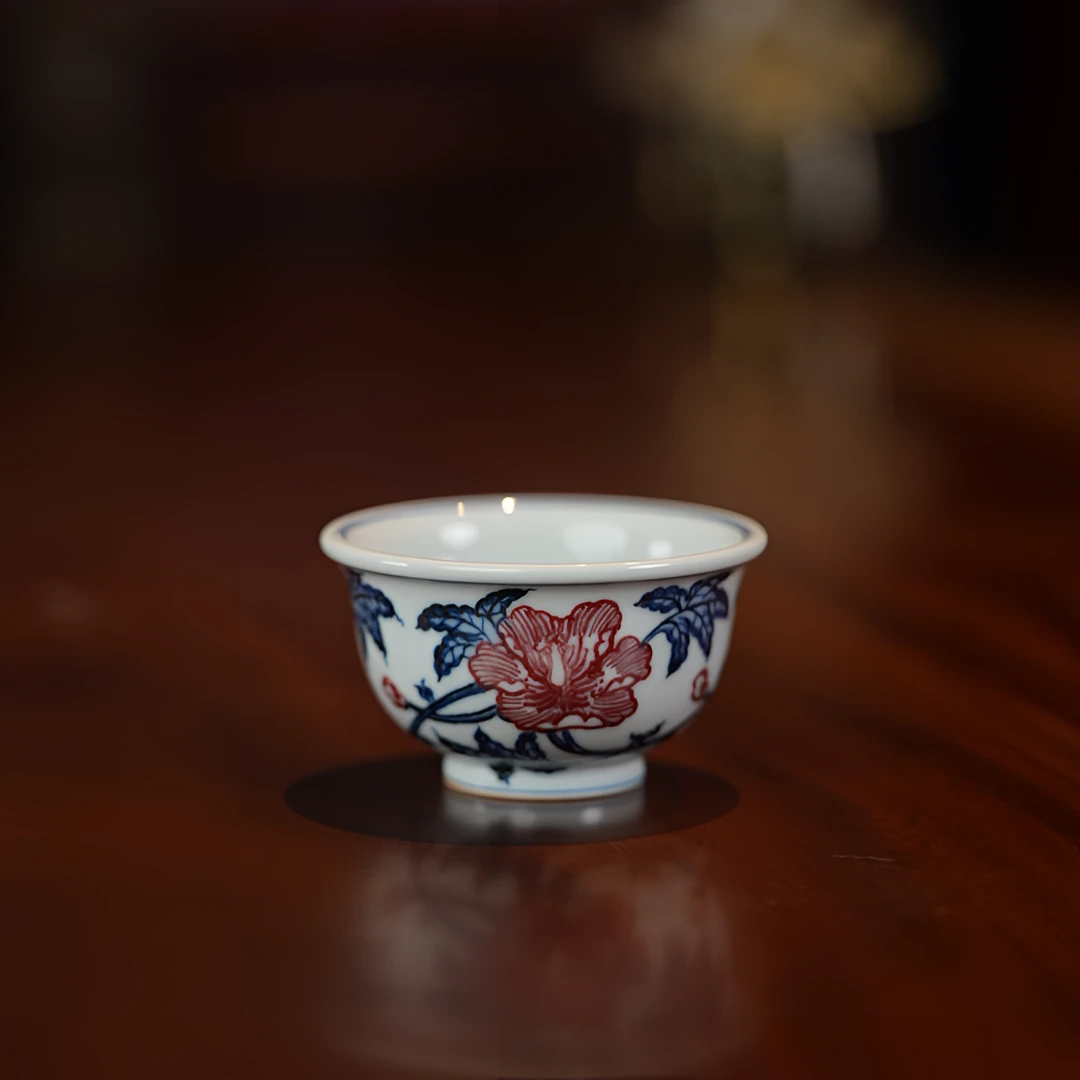 【文堇堂】青花釉里红牡丹      a26
