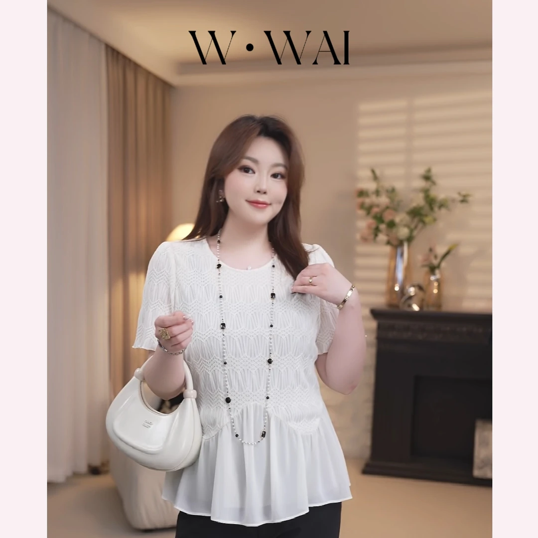 【溪影】显瘦设计感褶皱荷叶边小衫 X52S523