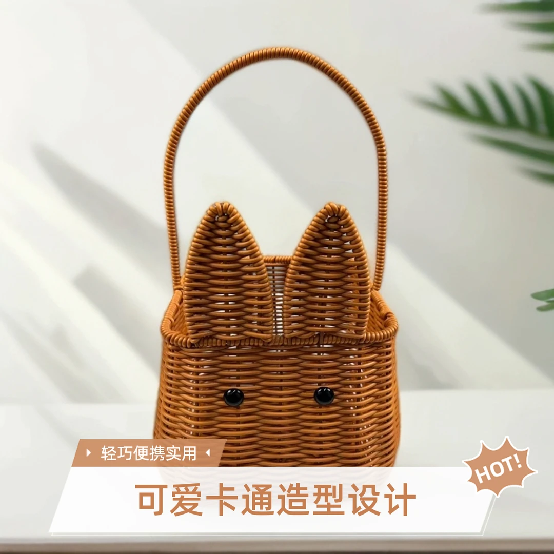 水果盘创意带盖零食盘现客厅家用个性篮仿藤编糖果盘桌面收纳筐