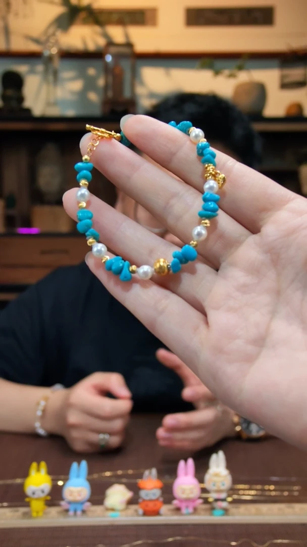 绿松石银S925镶嵌手链S925银绿松石手链TS多样性发一