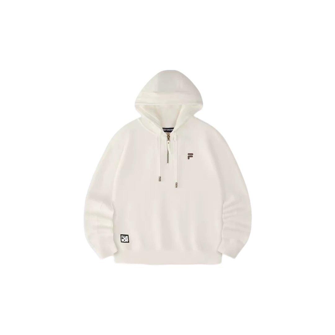 Fila/斐乐简约半拉链连帽卫衣 女款 云白色T11W443202FWT