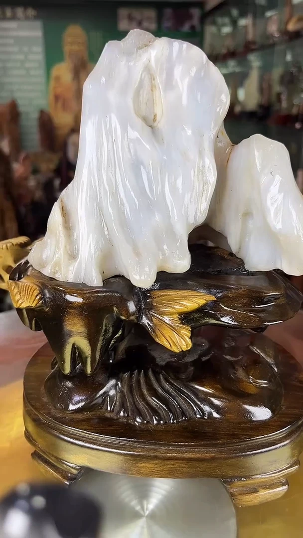缅甸天然树化玉摆件