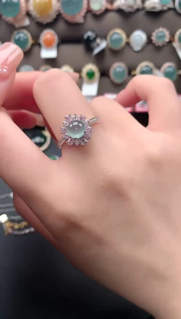 【闪购商品】翡翠戒指银S925镶嵌721414