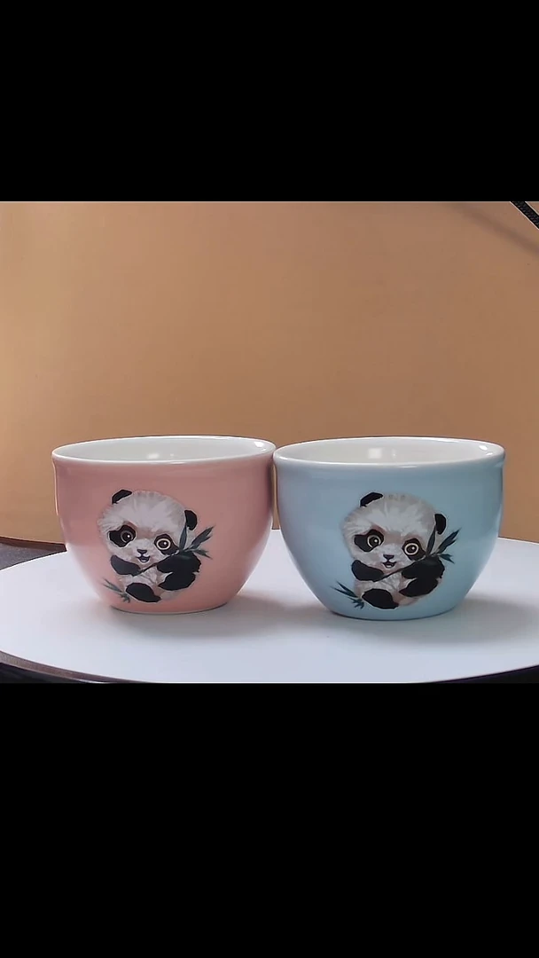对杯彩绘熊猫主人对杯
