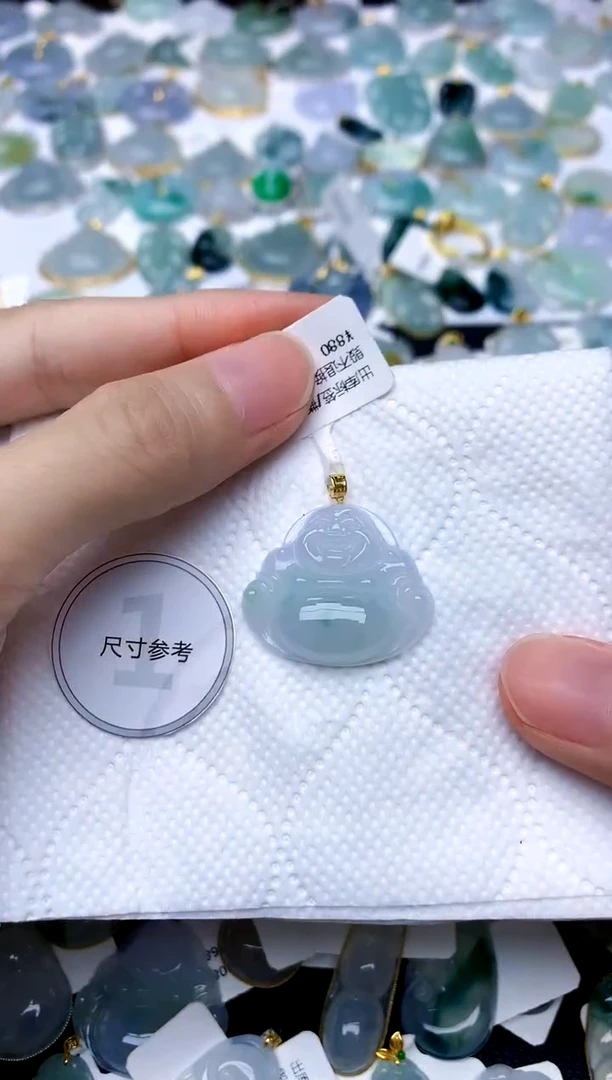 颈饰18K金镶嵌翡翠天然A货翡翠