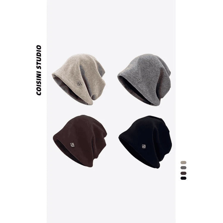 2024新款日系复古金属小标纯色百搭堆堆帽子女宽松包帽男显脸小