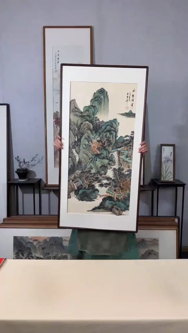 国画手绘*林壑积翠*62*122cm带框发货