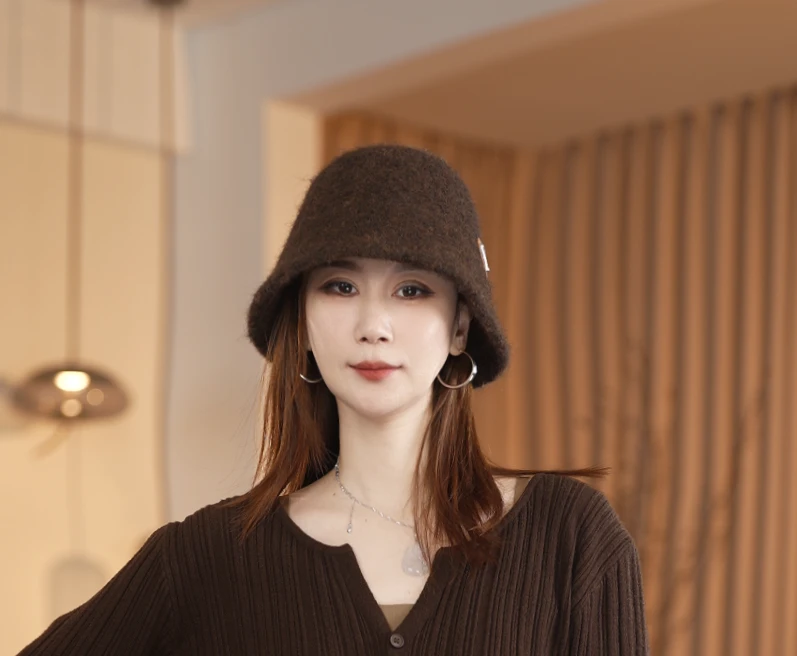 休闲风渔夫帽运动风女士秋冬帽子设计师纯色帽子女士