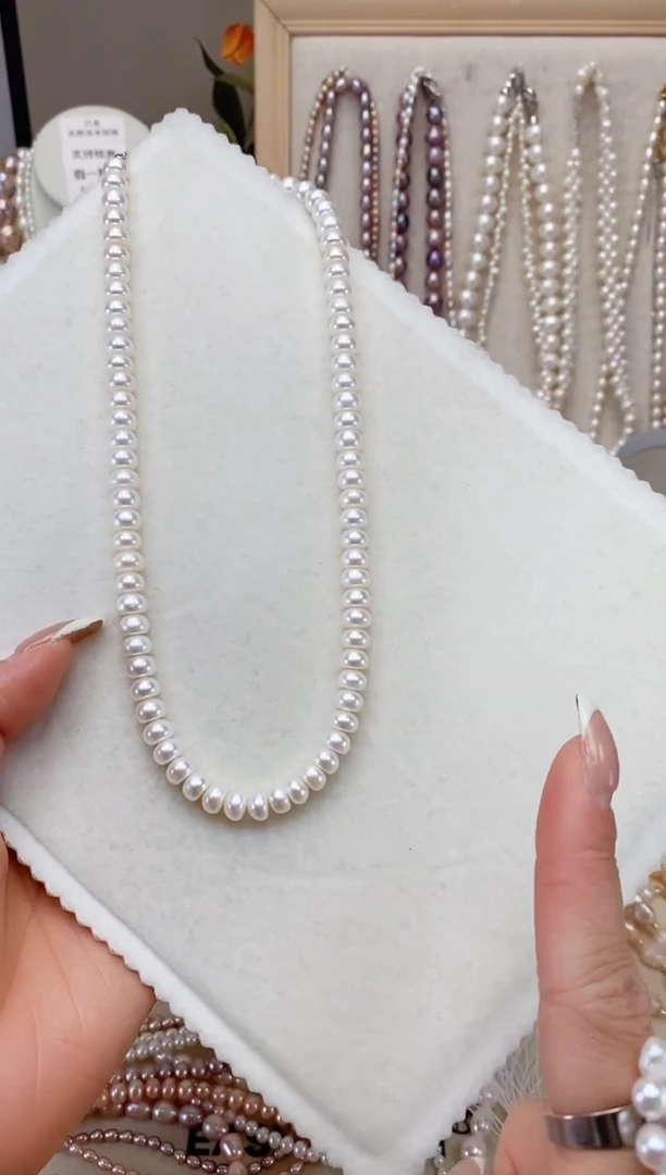 【闪购商品】淡水珍珠项链银S925镶嵌极光算盘