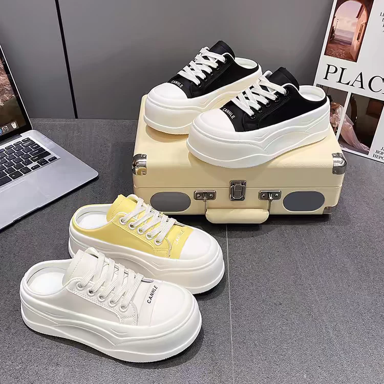 【001-100】2025新款复古高级感厚底板鞋增高百搭小白鞋时尚休闲鞋