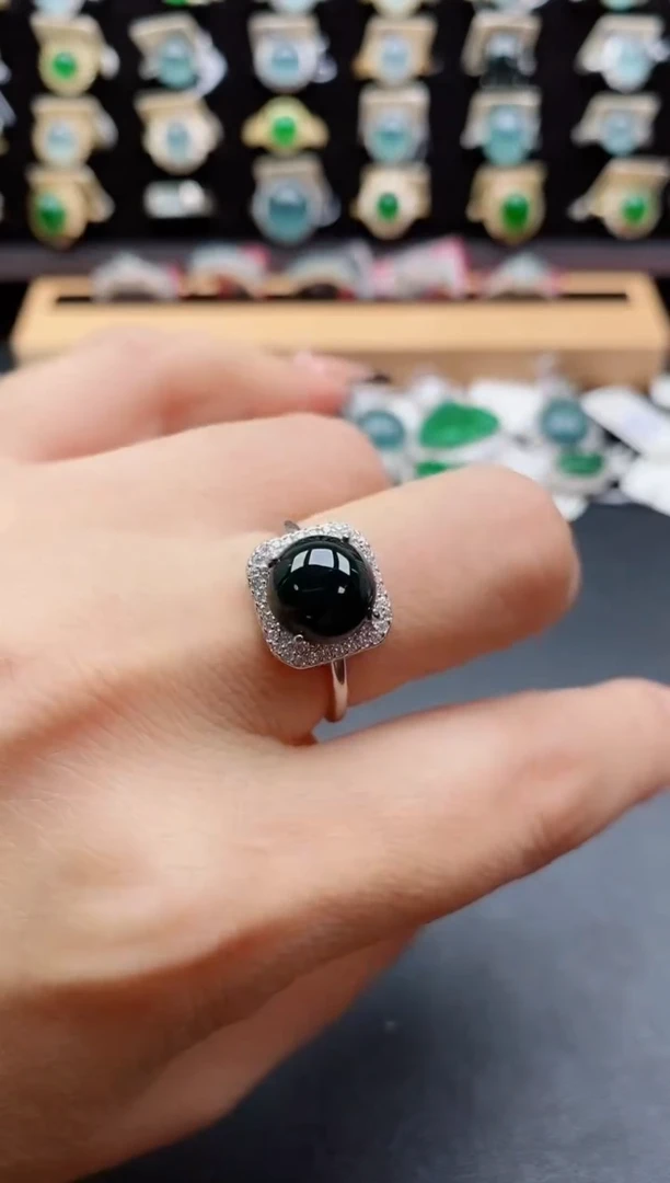 银S925镶嵌戒指翡翠1