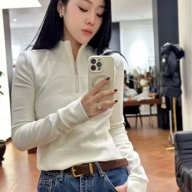 深圳南油常规款厚款卫衣绒衫秋冬修身运动开衫休闲立领显瘦女装