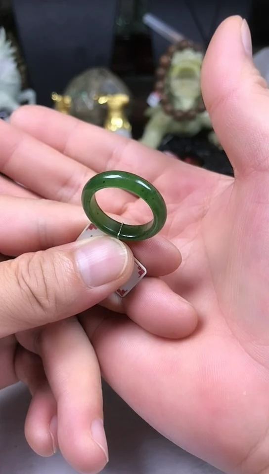 和田玉（碧玉）未镶嵌挂件戒指19.5