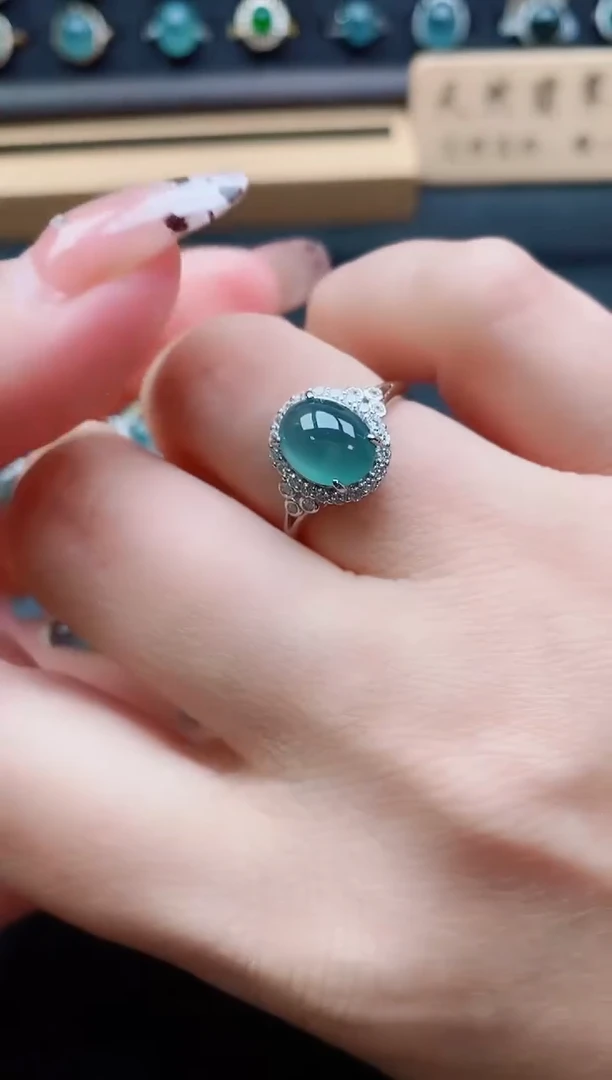 银S925镶嵌戒指翡翠1