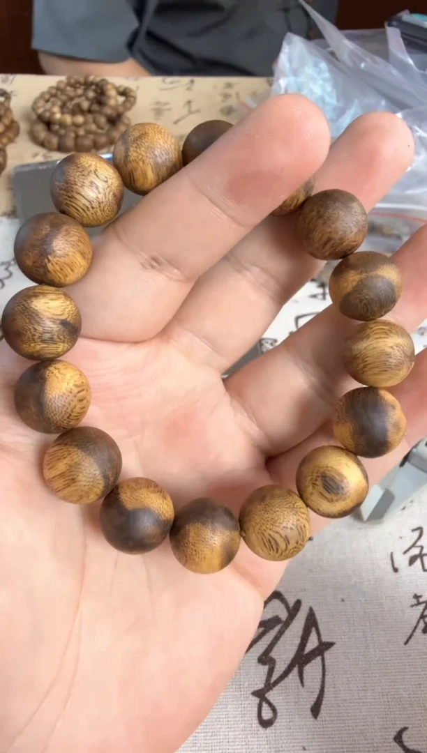 沉香手串奇楠沉香卡1.4圆珠单圈手串一条15.2g