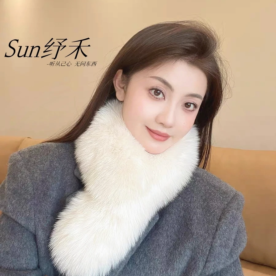 纾禾礼遇毛毛围脖冬季百搭贵妇感通勤可机洗不掉毛加厚保暖皮草