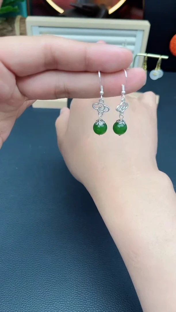 玛瑙/玉髓耳饰银S925镶嵌532