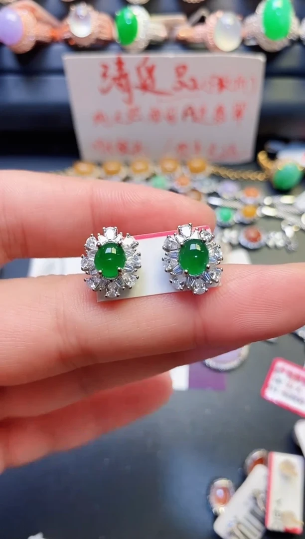 银S925镶嵌戒指翡翠天然