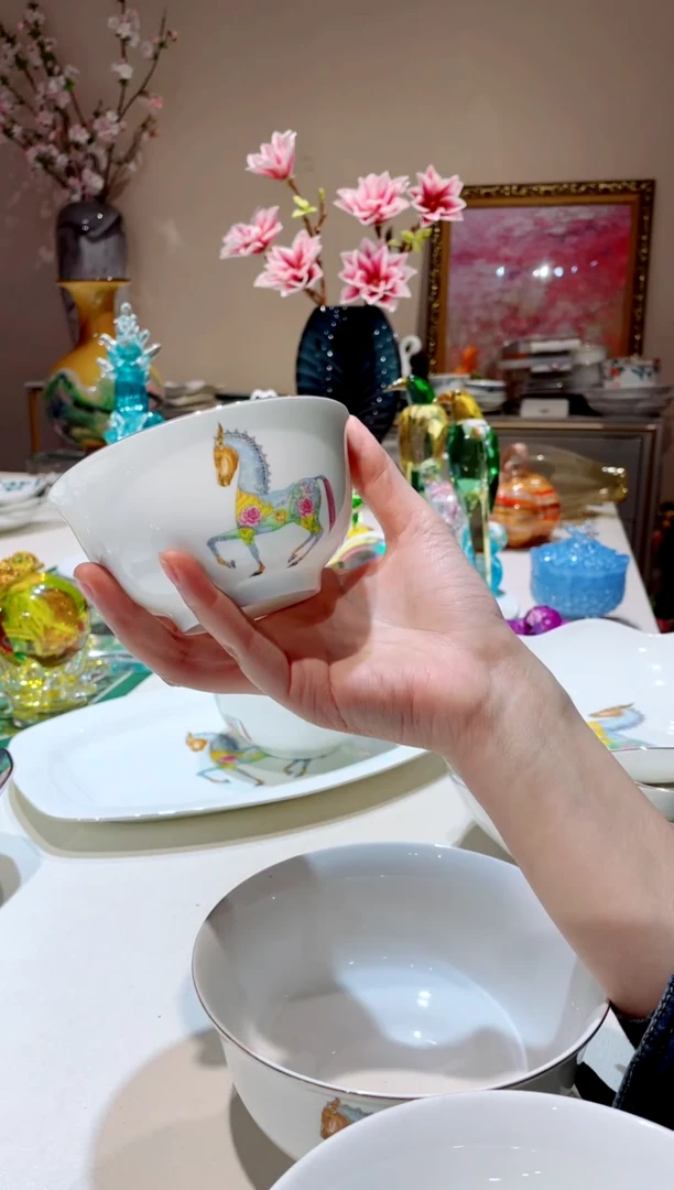 【闪购商品】琉璃手工艺品马到成功  4..5寸碗6只