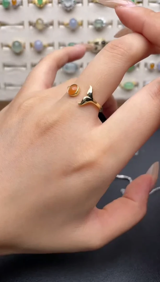 银S925镶嵌戒指翡翠一物一证一礼盒