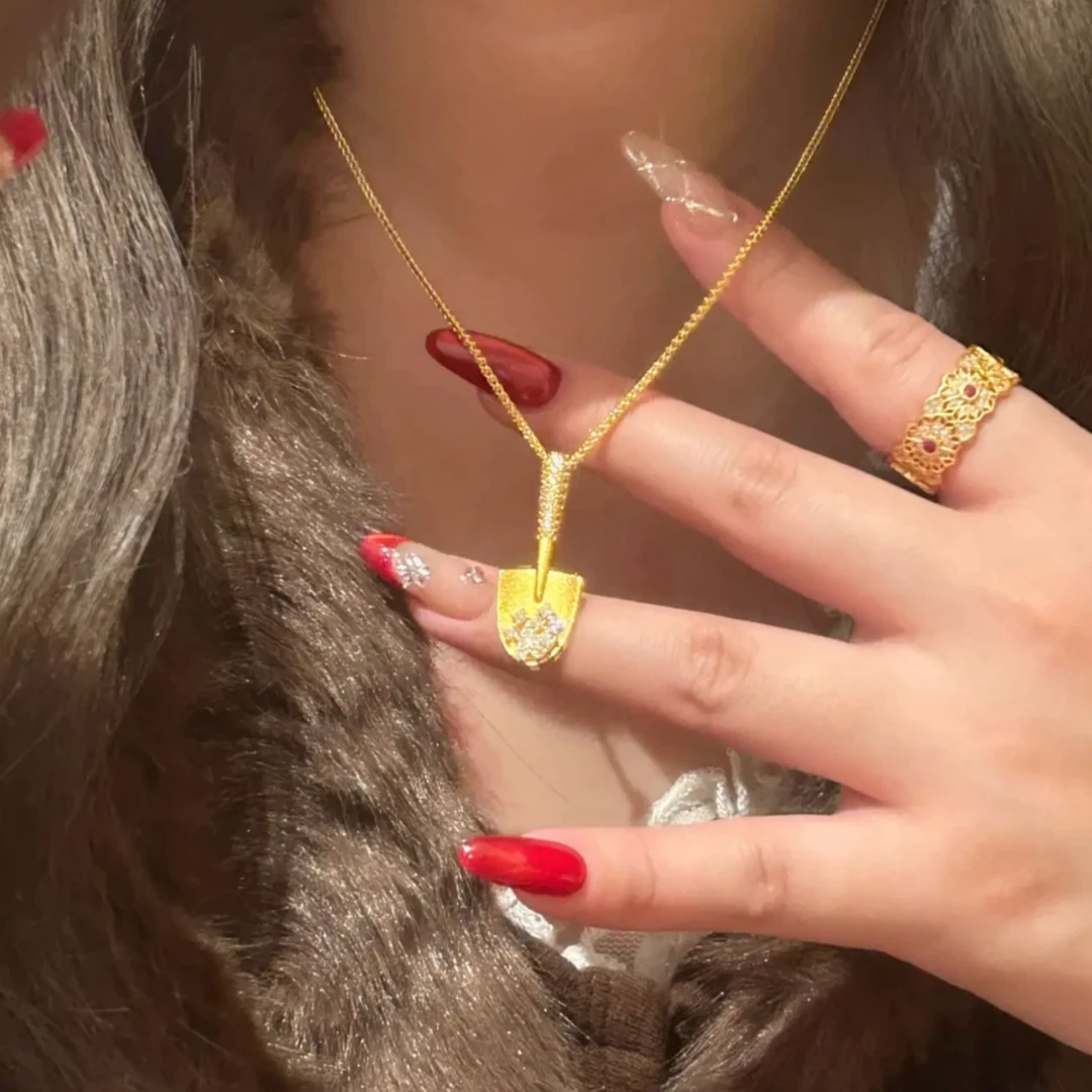 铜合金项链 新中式国潮风小铲铲项链锁骨链小众设计感锁骨链女