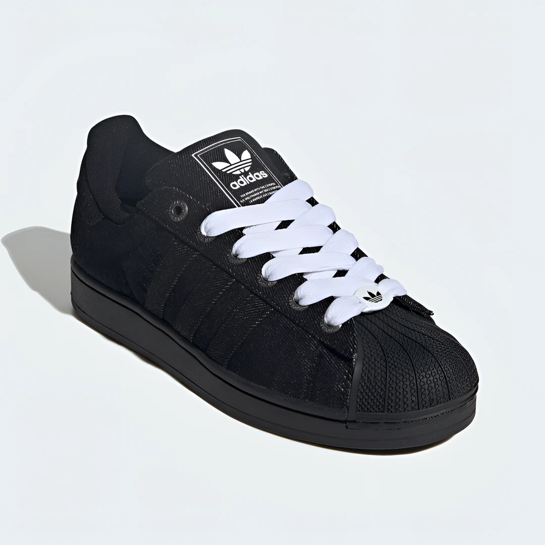 【滔搏联动】Adidas阿迪达斯三叶草黑牛仔贝壳头板鞋JQ3211