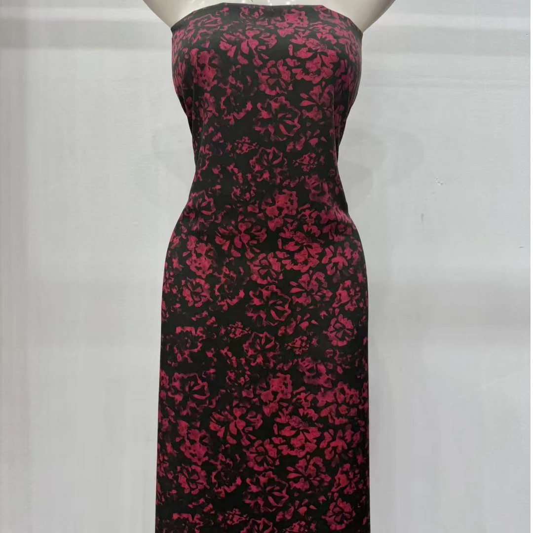 【小石】65支染底贡缎云锦段棉绸布料黑底紫花（不支持7天无理由退换