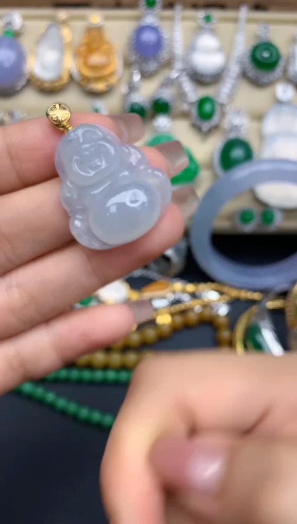 颈饰18K金镶嵌翡翠19-中国好珍宝