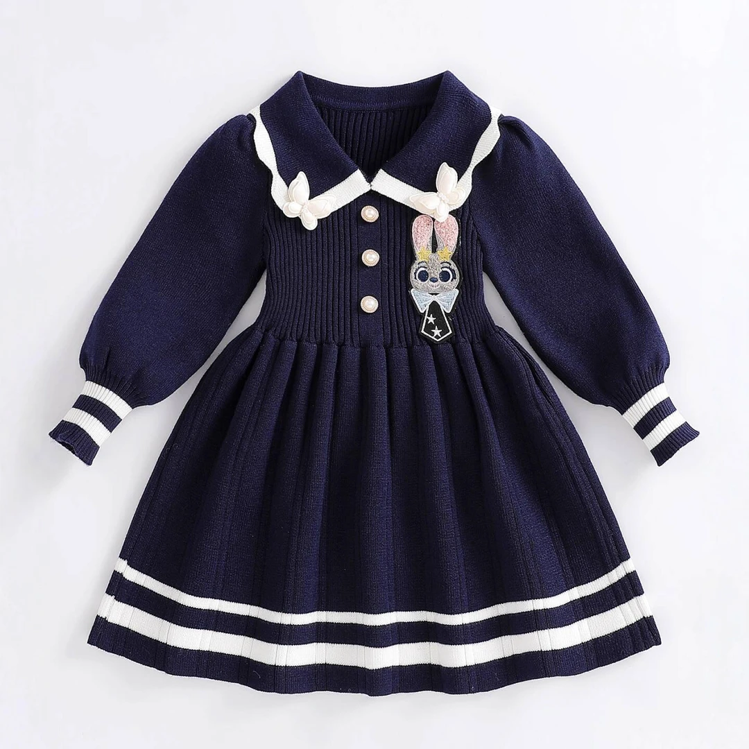 女童秋装2025新款宝宝毛衣公主裙子朱迪兔子警官连衣裙儿童衣服秋