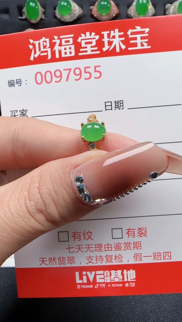 【闪购商品】翡翠戒指银S925镶嵌7955