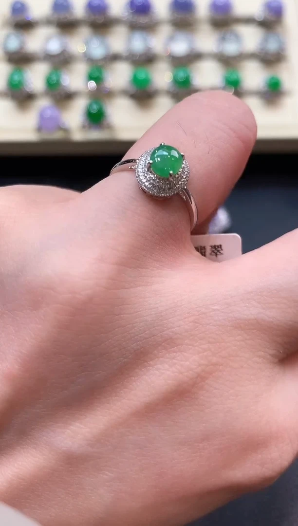 翡翠戒指18K金镶嵌n4母亲节礼物