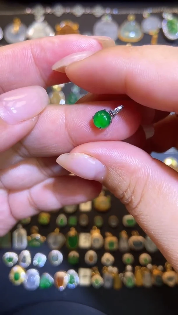 翡翠银S925镶嵌吊坠(不含链)1