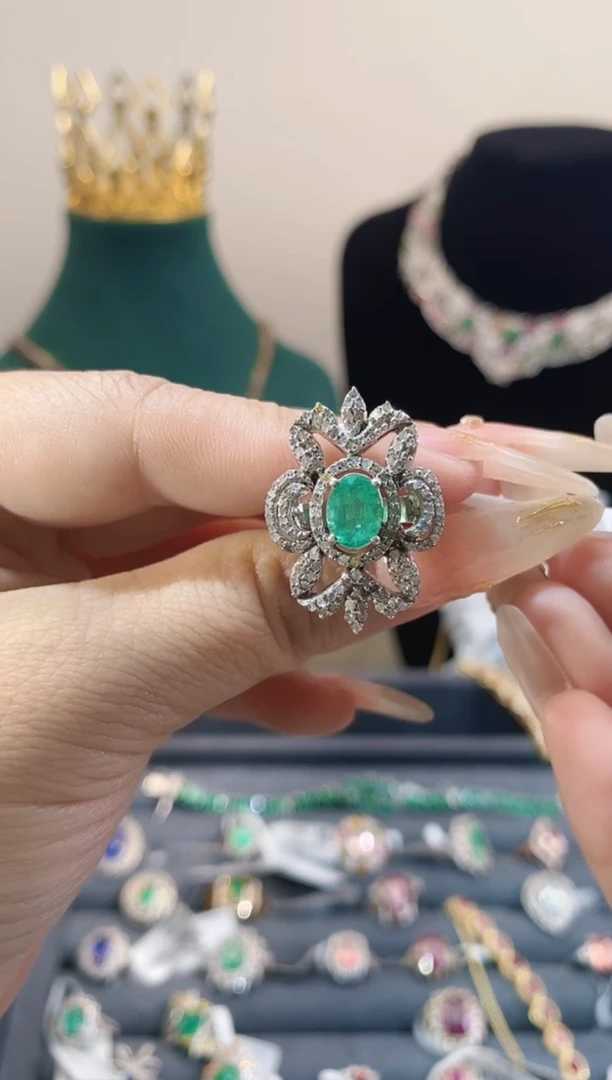 未镶嵌戒指祖母绿天然祖母绿戒指