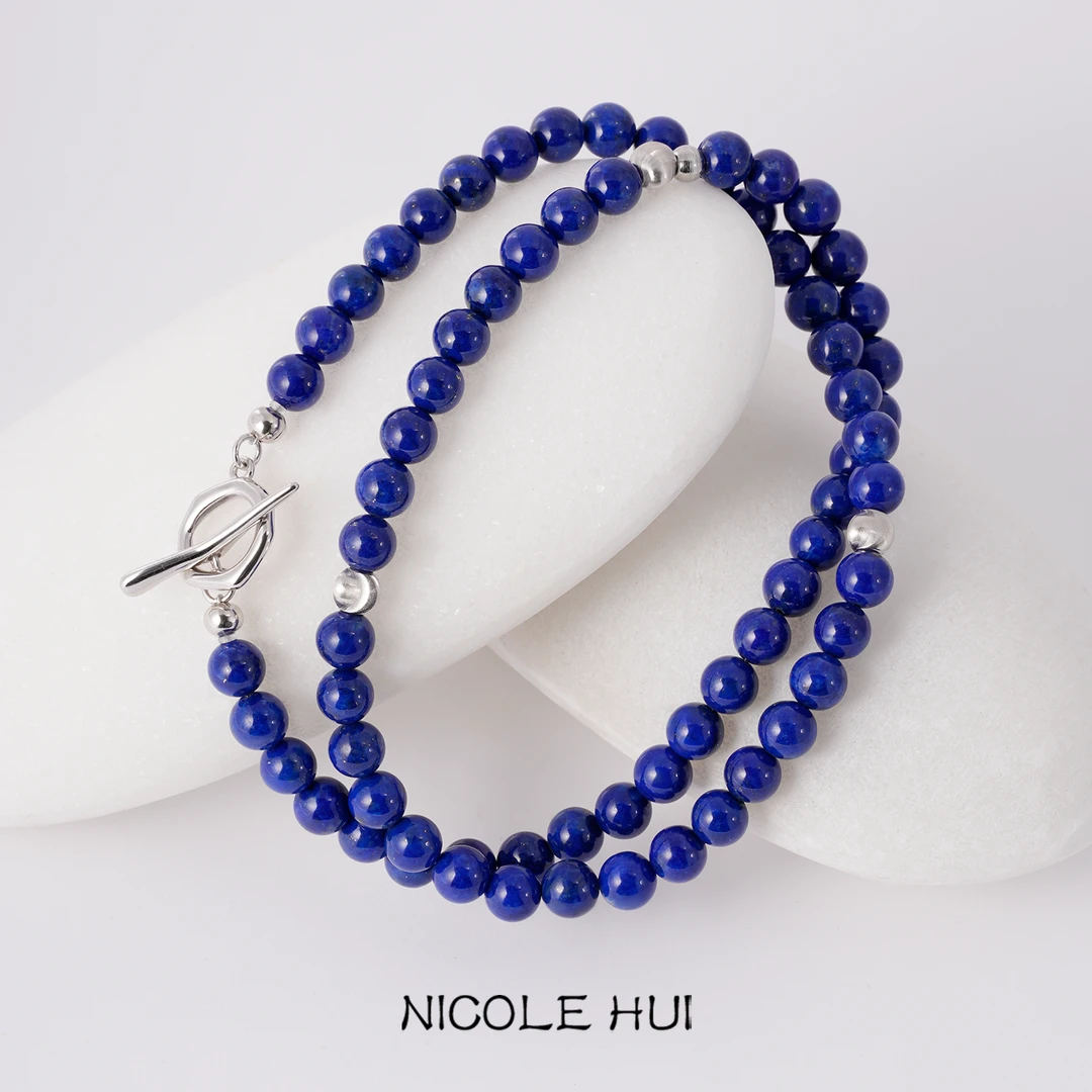 倪可卉天然青金石项链锁骨链毛衣链原创高级感极简2025新款可定制