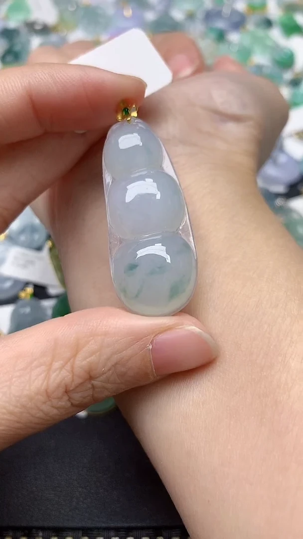 颈饰18K金镶嵌翡翠天然缅甸A货翡翠