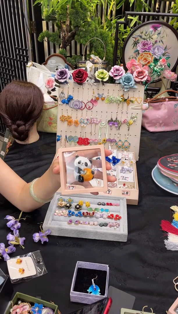 织绣紫*非遗绒花手工饰品