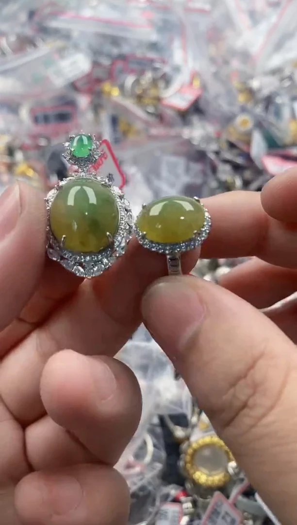 银S925镶嵌戒指翡翠555   3