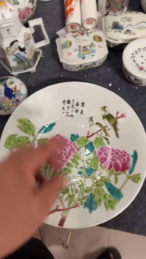 摆件瓷摆件瓷摆件花鸟大盘子