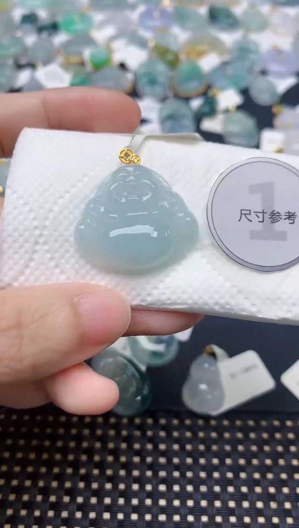 颈饰18K金镶嵌翡翠天然缅甸A货翡翠