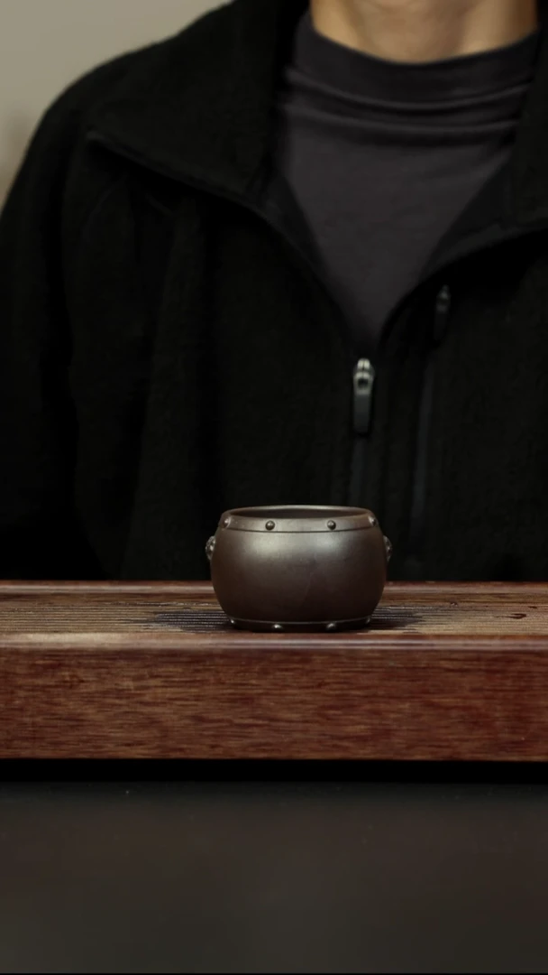 紫砂茶壶百年岩中泥 三拼战鼓杯