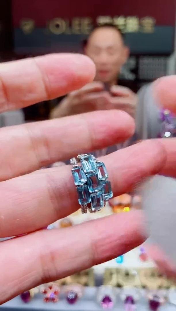 银S925镶嵌托帕石戒指小***儿托帕石戒子17#