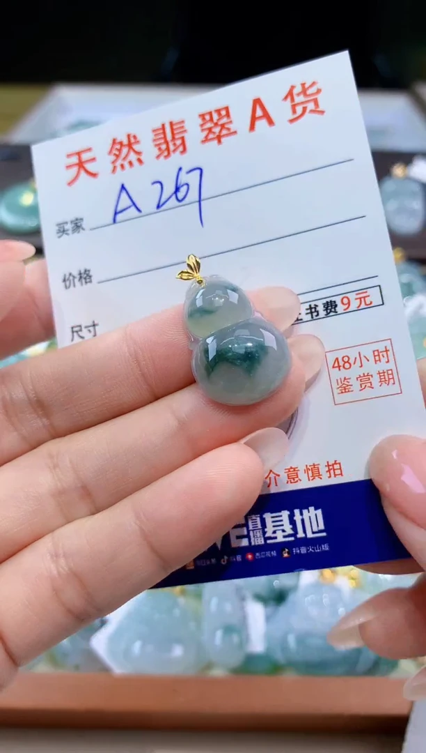 颈饰18K金镶嵌翡翠天然翡翠A货挂件