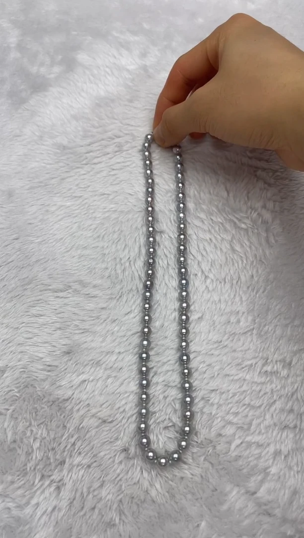 项链银S925镶嵌海水珍珠AK真多麻6.5-7mm