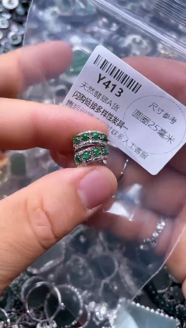 【闪购商品】翡翠颈饰未镶嵌Y413耳扣