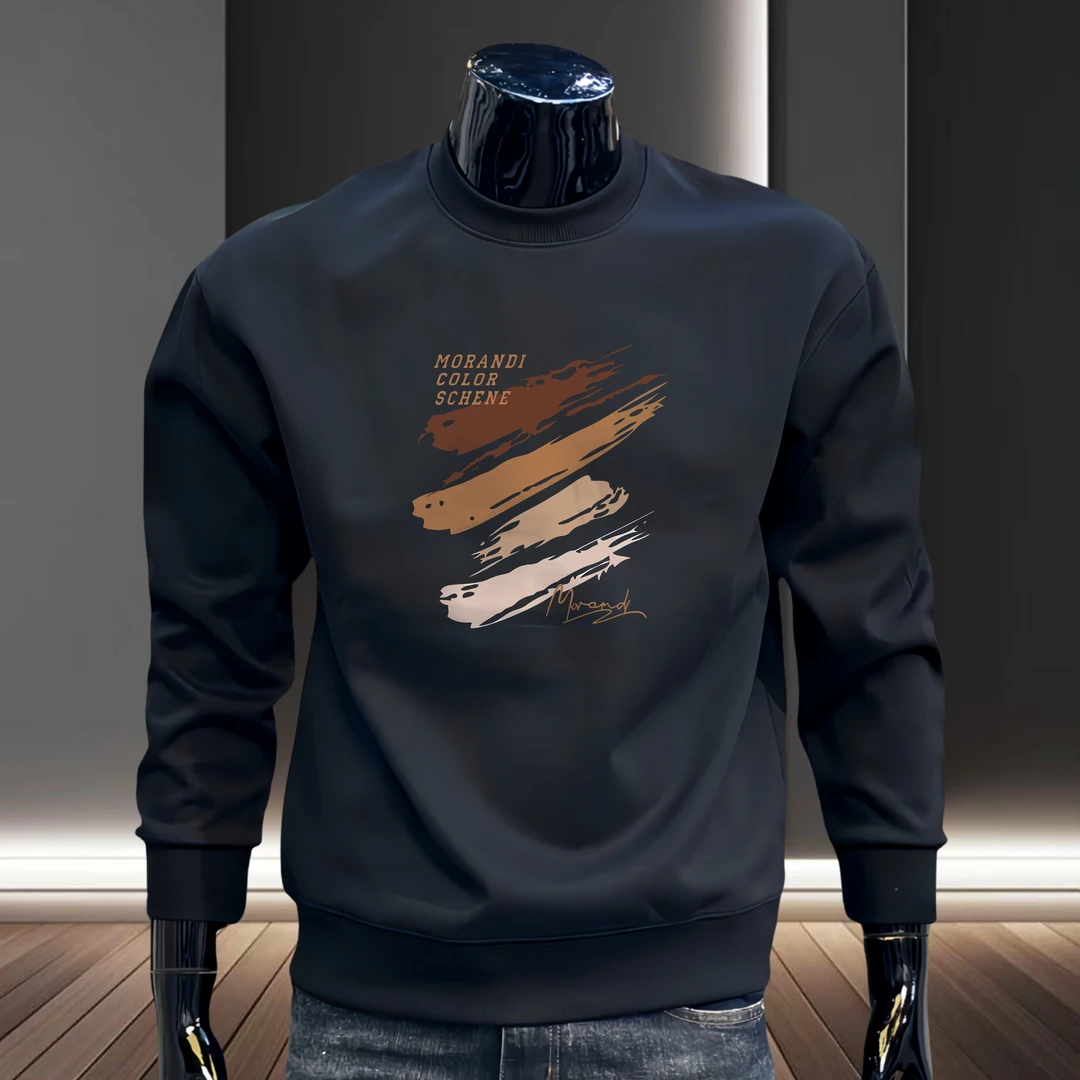 时尚潮流秋冬款男士加厚圆领卫衣痞帅男装轻奢休闲百搭长袖上衣服