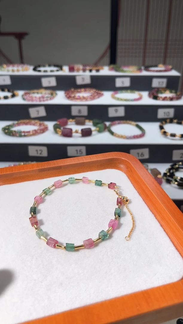 手链银S925镶嵌碧玺手链