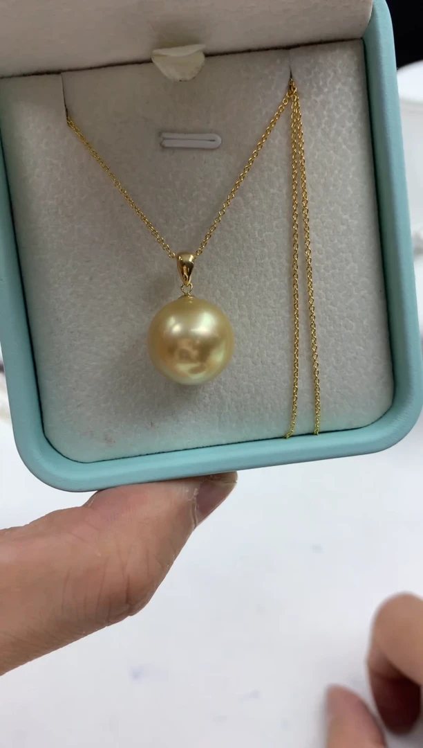 18K金镶嵌FF海水珍珠金珠吊坠(赠链）h068
